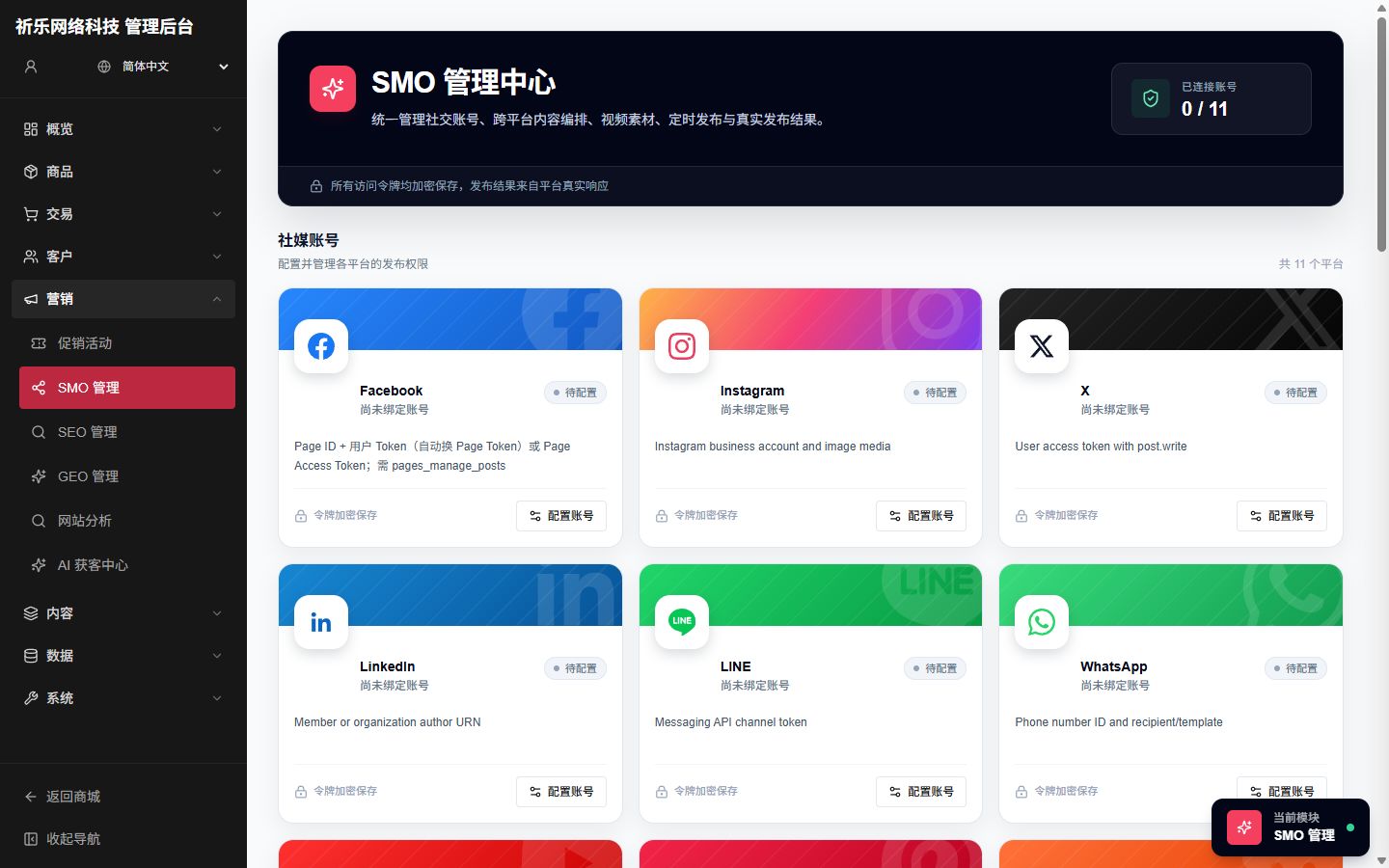 SMO social publishing screen